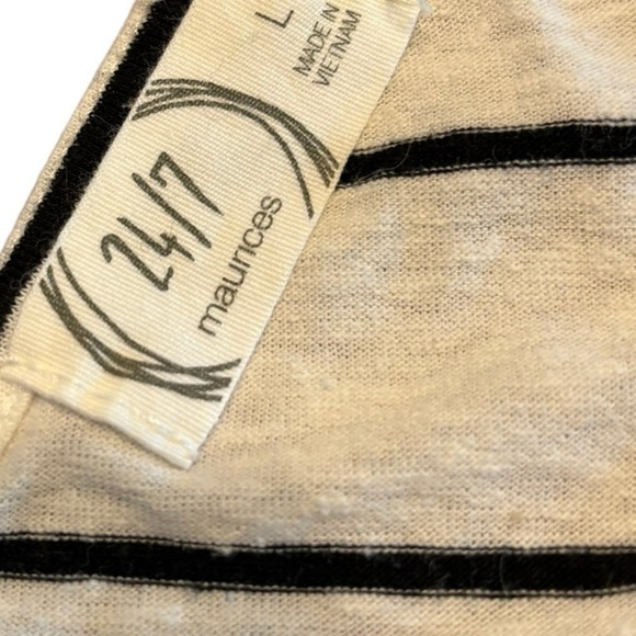 MAURICES RIVERSIDE TANK TOO LATTICE CUT OUT WHITE W BLACK STRIPE SIZE L - Picture 7 of 12